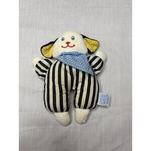 Eden Baby 7” Black and White Striped Puppy Dog Rattle Stuffed Plush Lovey